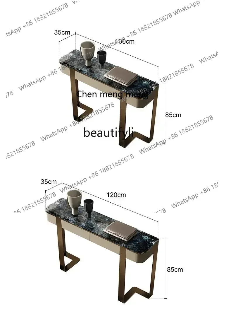 XzqItalian ضوء فاخر الرخام الطبيعي مدخل خزانة غرفة المعيشة مدخل الممر طاولات وحدة التحكم الحجرية الفاخرة #6