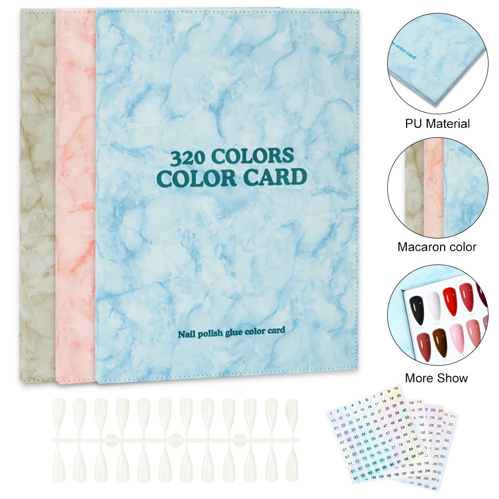 

320 Colors PU Material Nail Display Book Nail Polish Books With 480 Fake Nails Tips False Nails Styles Showing Book Nails Tool