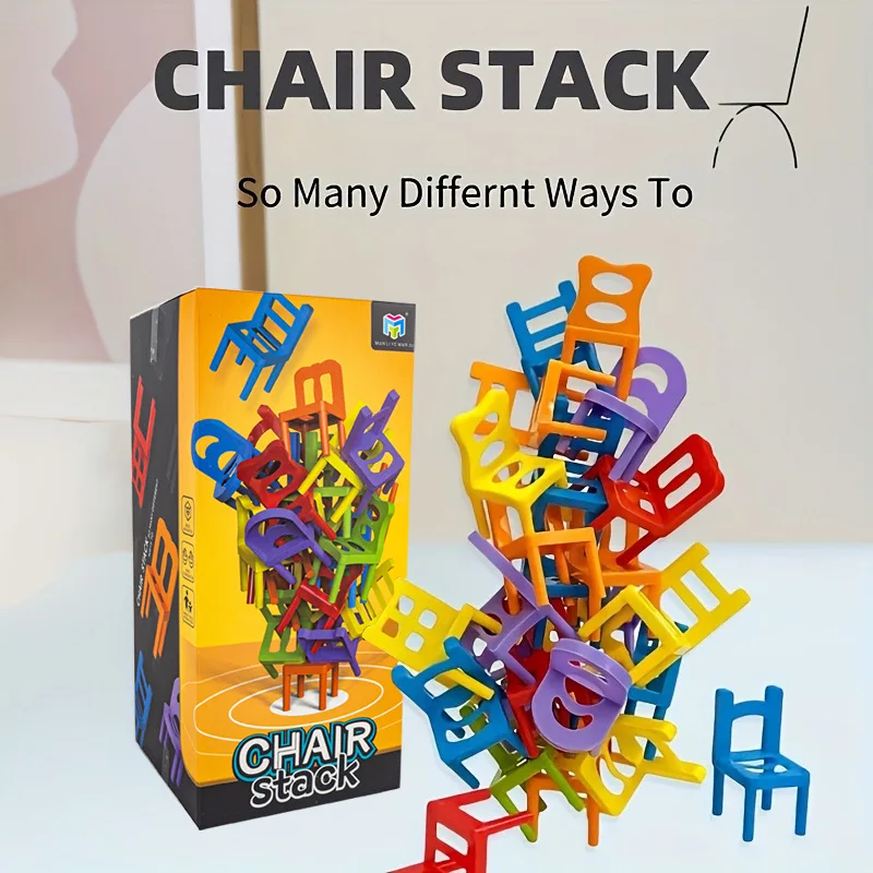24-42pc folding chair stack children's puzzle toy parent-child interactive game for kids chair stack party juego tabletop games - Image 2