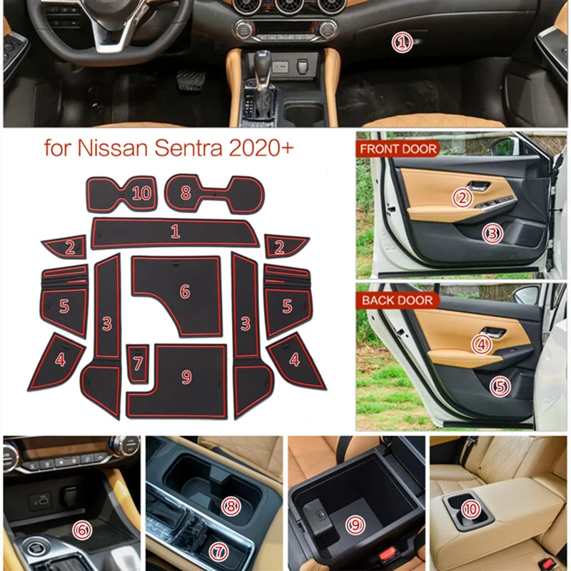Cup Cushion Groove Mat Door Mat Lnterior Anti Slip Mat Holders Non-slip Pad For Nissan Sentra 2020 Car Accessories