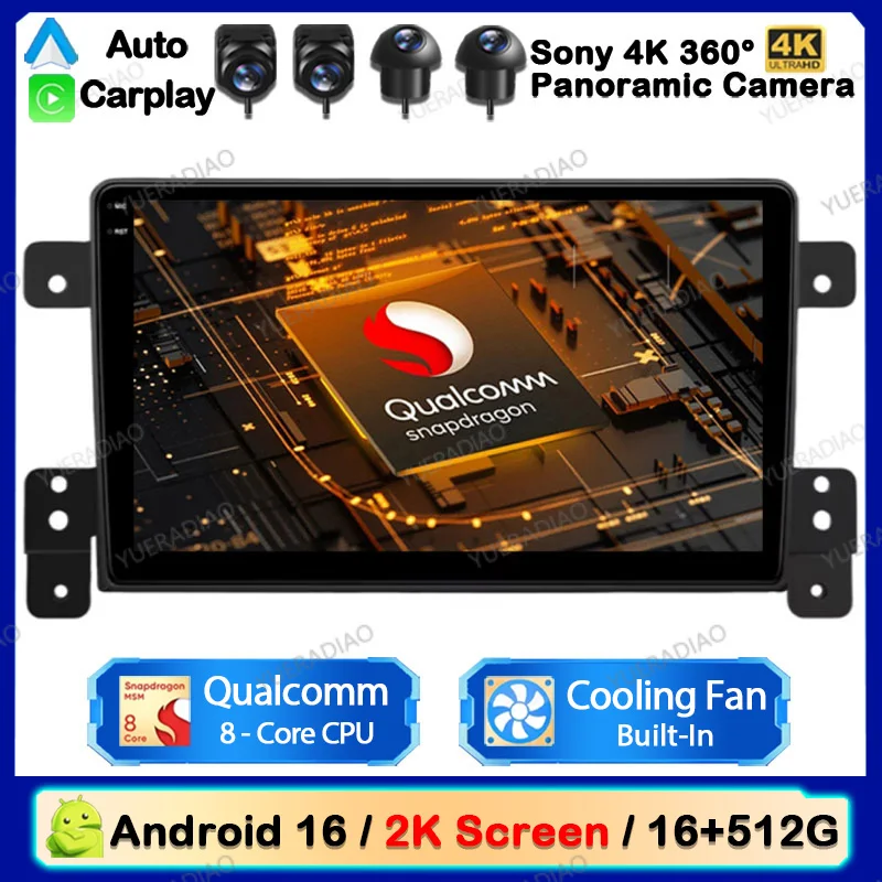 Android 16 Carplay Auto Car Radio For Suzuki Grand Vitara 3 2005 - 2010 2011 - 2015 Car Radio Multimedia Player GPS NAVI WIFI 4G
