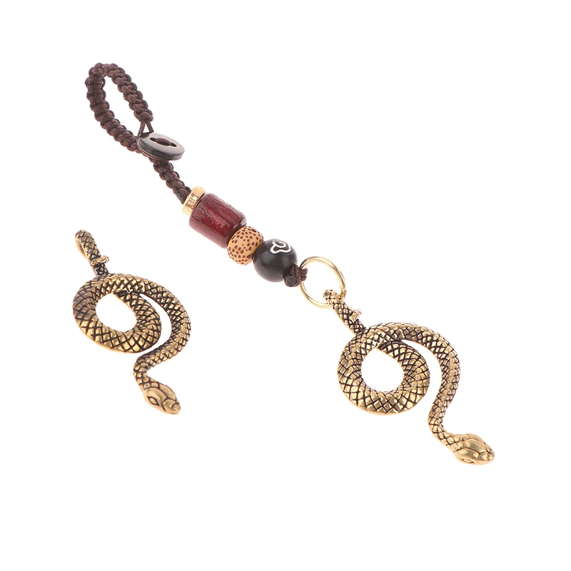 Copper Snake Vintage Handmade Brass Key Foddle Pure Zodiac Disc Belt Hanging Car Key Foot Pendant