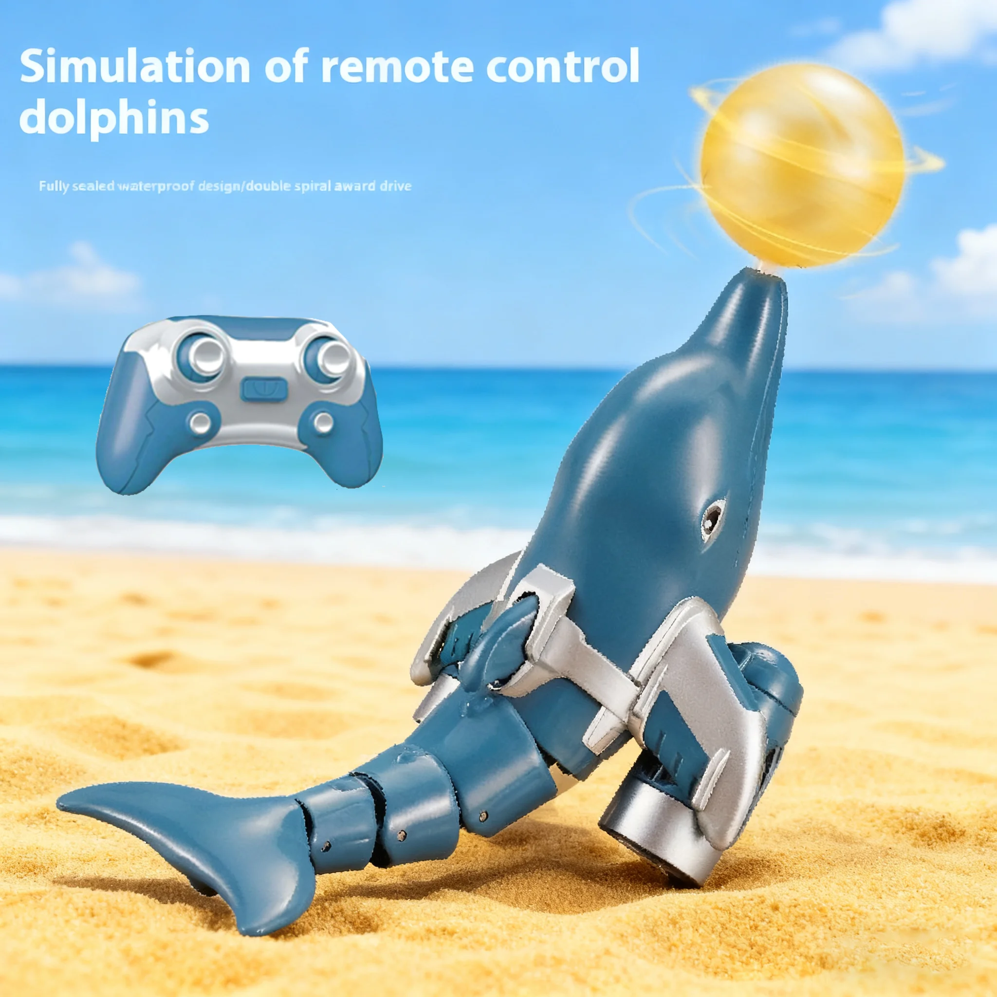 Łódka RC Delfin 2.4G Zdalnie Sterowana Ryba z Piłką Elektryczna Łódka Akrobacyjna z Podwójnymi Śmigłami Motorówka Model Zwierzęcia Zabawka Wodna dla Chłopca