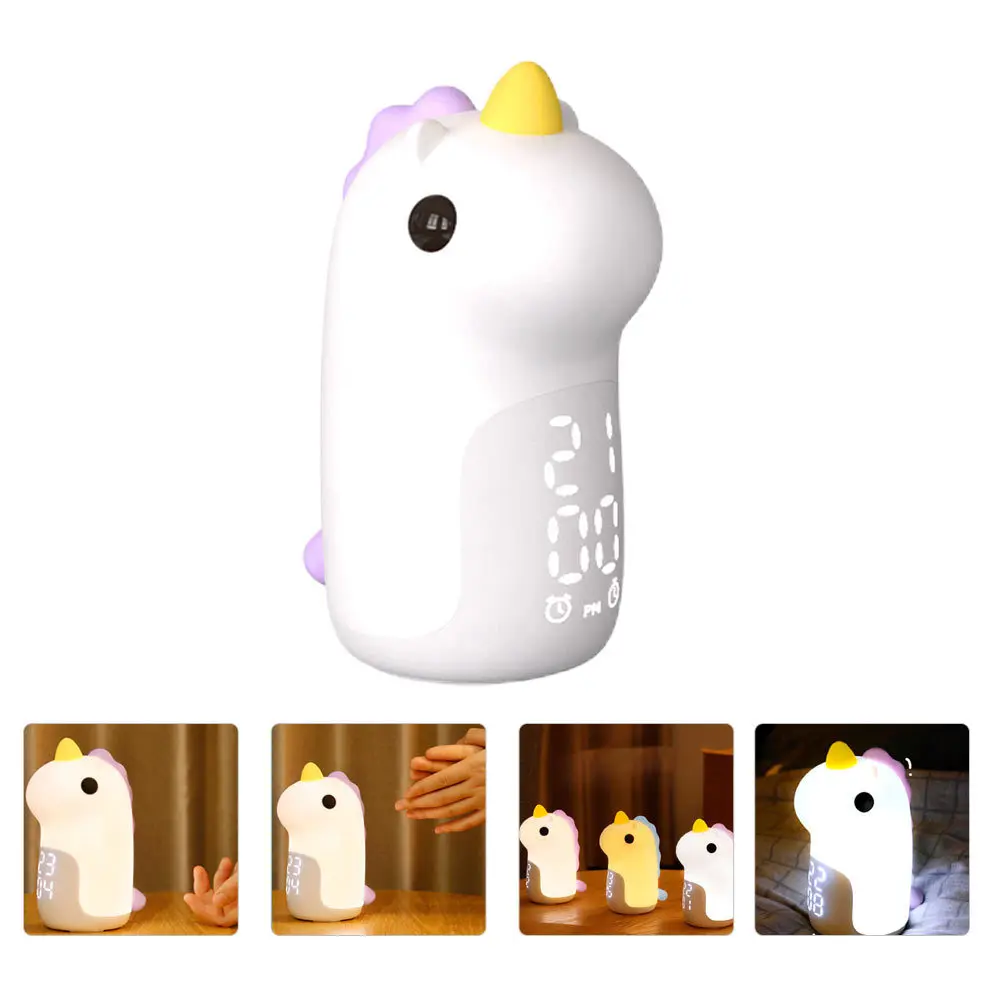 

Unicorn Alarm Clock Night Light Silicone LED Lamp Creative Bedside Purple