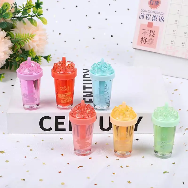 24Pcs Cute Colorful Summer Lip Oil Drink Bottle Shape Color Chaning Moisturizing Long Lasting Lip Gloss Lips Makeup Wholesale