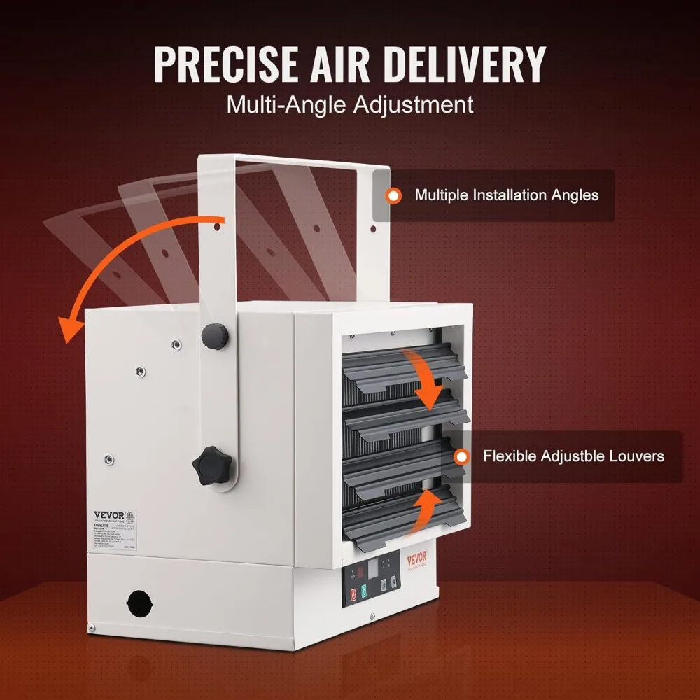 Digital 7500-Watt Electric Garage Heater with Fan-Forced Wall/Ceiling Mount, Remote Control, Overheat Protection, and Safety Fea