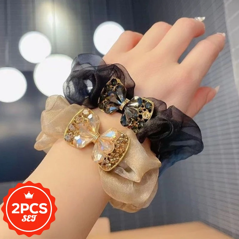 

2Pcs/set Fashion Butterfly Knot Hair Tie Female Hair Tie Rubber Band High Elasticity Cute Hair Elastic High Temperament