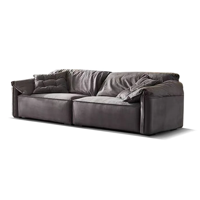 

Living room straight row soft feathers, matte cloth sofa