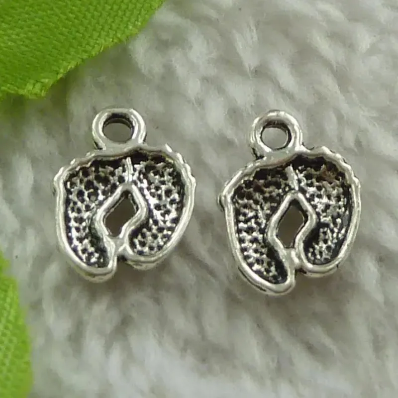 400 Stück antiksilberfarbene Fußanhänger, 14 x 10 mm, DIY-Armbänder, Schmuckherstellung # 3600 – Detail 3