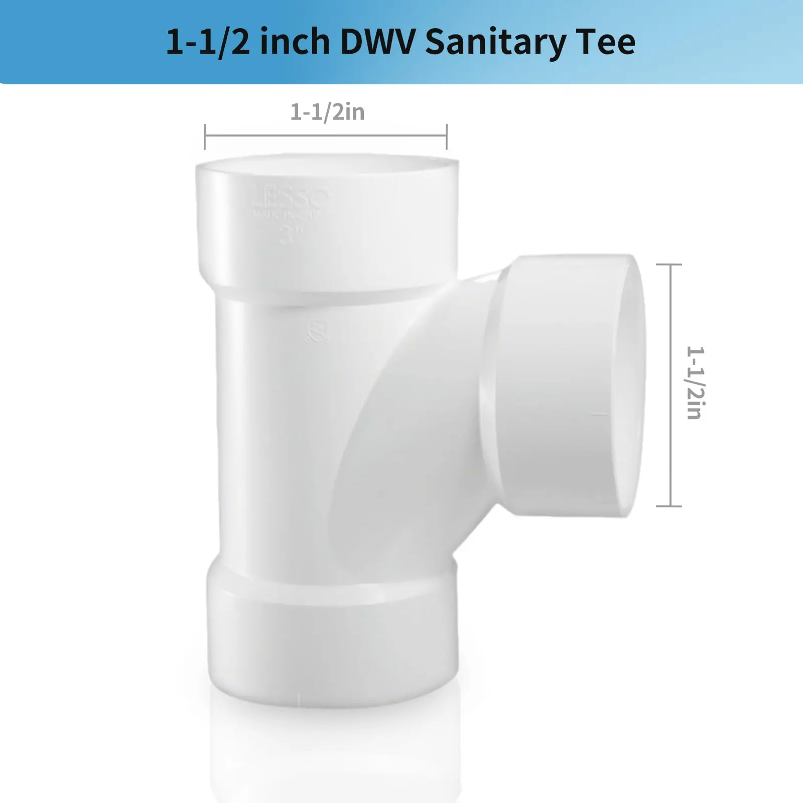 LESSO 1-1/2" Pipa PVC DWV, Sanitary Tee(Semua Hub) DWV Drain, Limbah dan Ventilasi (2 Unit Bagian)