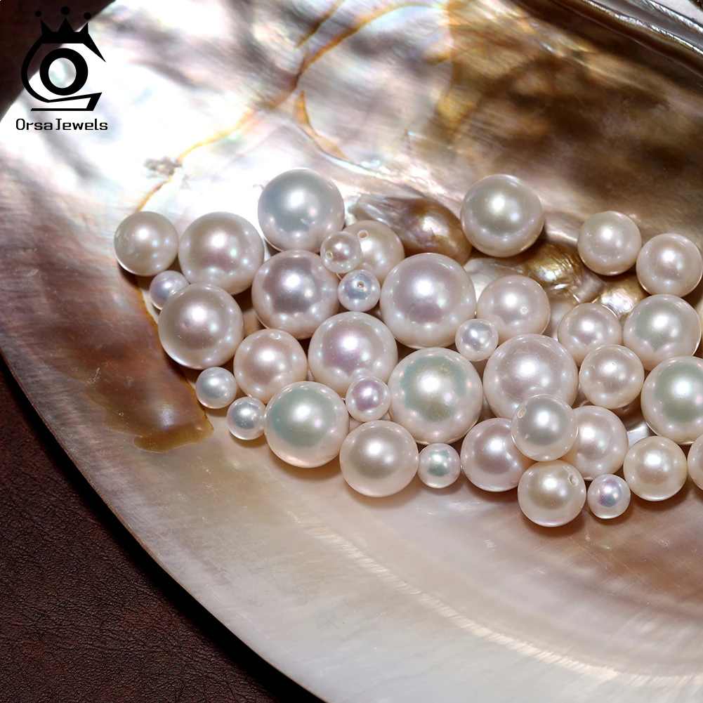 

ORSA JEWELS 5Pcs AAA High Quality Round Shaped Beads For Jewelry Making DIY 100% Freshwater Pearl Wholesale Chain PP13