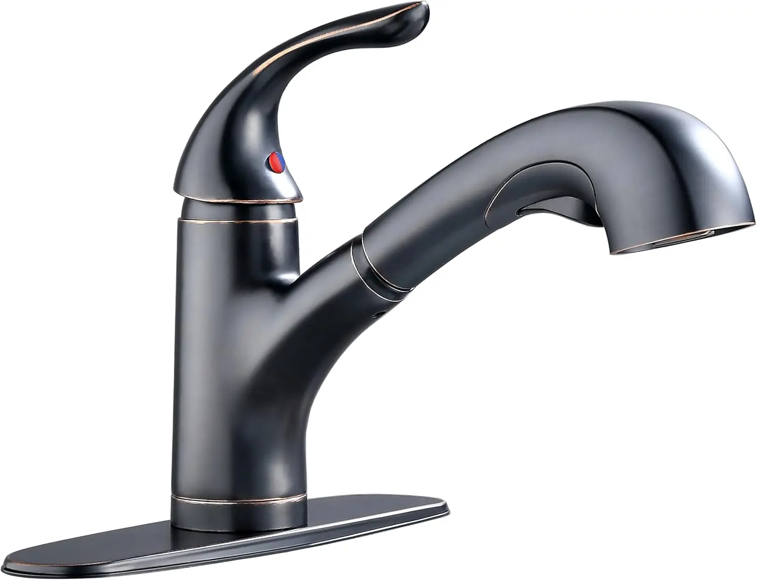 

Single Handle Pull Out Kitchen Faucet,Oil Rubbed Bronze Kitchen Sink Faucet with Deck Plate for Farmhouse, Camper, Laundry, Rv,B