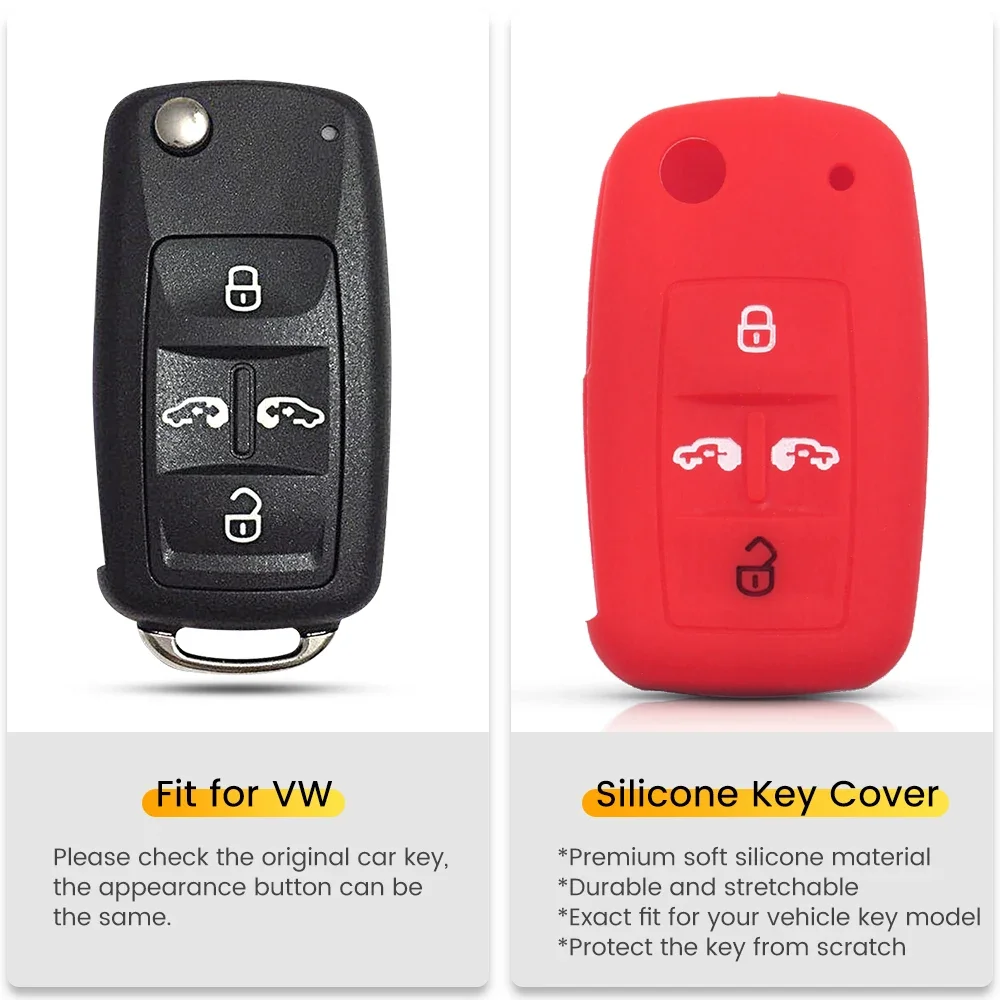 KEYYOU For VOLKSWAGEN VW Sharan Multivan T5 Silicone Car Key Case 4 Buttons Remote Car Accessories Shell Holder