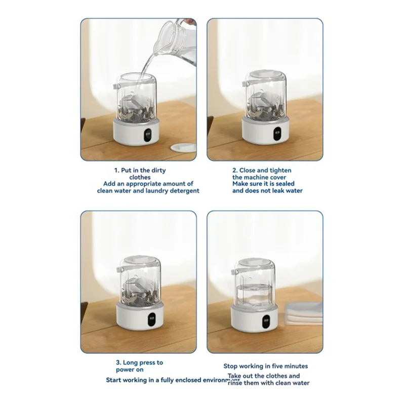 

A49Z Portable Washer Underwear Washer Rechargeable Cordless Mini Portable Washing Machine For Apartment, Camping, Travel