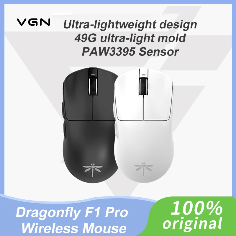 VGN Dragonfly F1 Moba Pro Max Wireless Mouse 26000dpi PAW 3395 Rechargeable Dual-mode Ergonomics FPS Light Weight 4K Low Delay