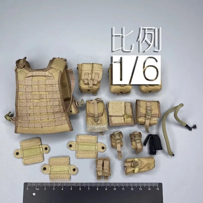 

1/6 Scale Soldier Military Green Set Chest Hanging Equipment Model for 12'' Toy Figures Body Accessories