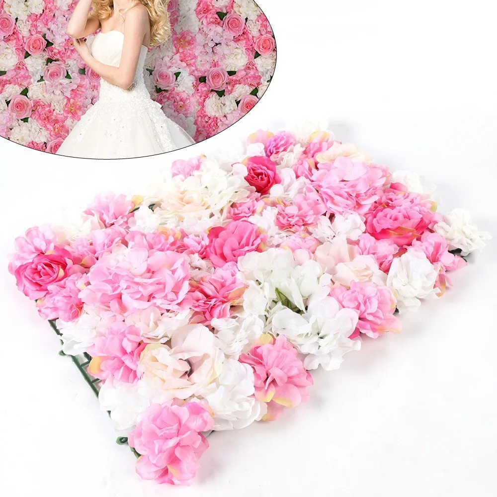 8 PCS Rose Flower Wall Board faux soie mariage fleurs fond de mur mariage anniversaire fête décoration