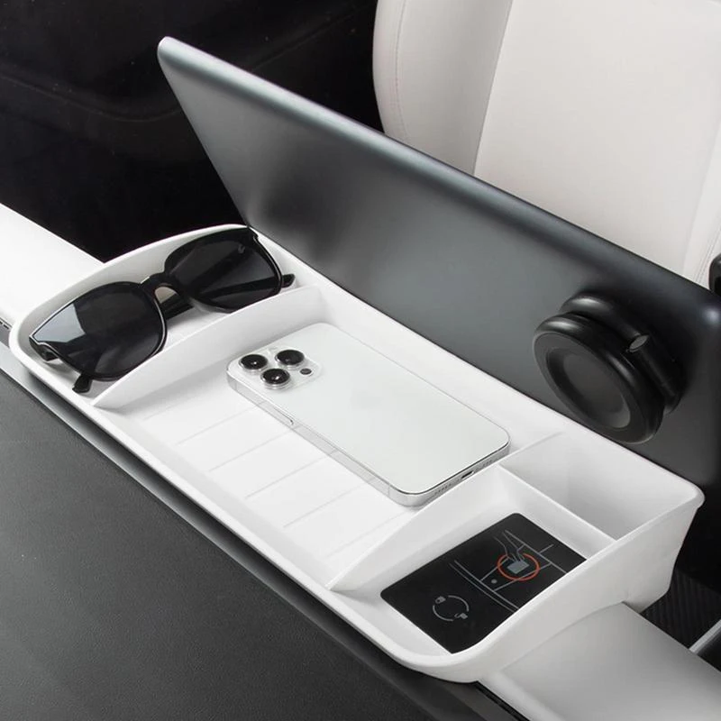 Für Tesla Modell 3Y Bildschirm Hinten Lagerung Box Organizer Magnetische Lagerung Unsichtbare ETC Sonnenbrille Tablett Tissue Box Zubehör – Detail 2