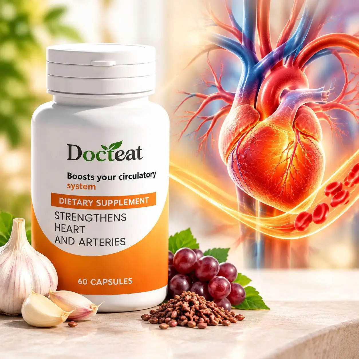 Heart Health Capsules Blood Flow Electrolyte Balance Healthy Aging Potassium Citrate Resveratrol 60pcs Cardiovascular Support