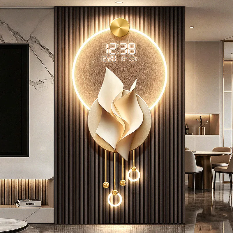3D abstract digital perpetual calendar living room 2026 new smart home electronic clock mural light