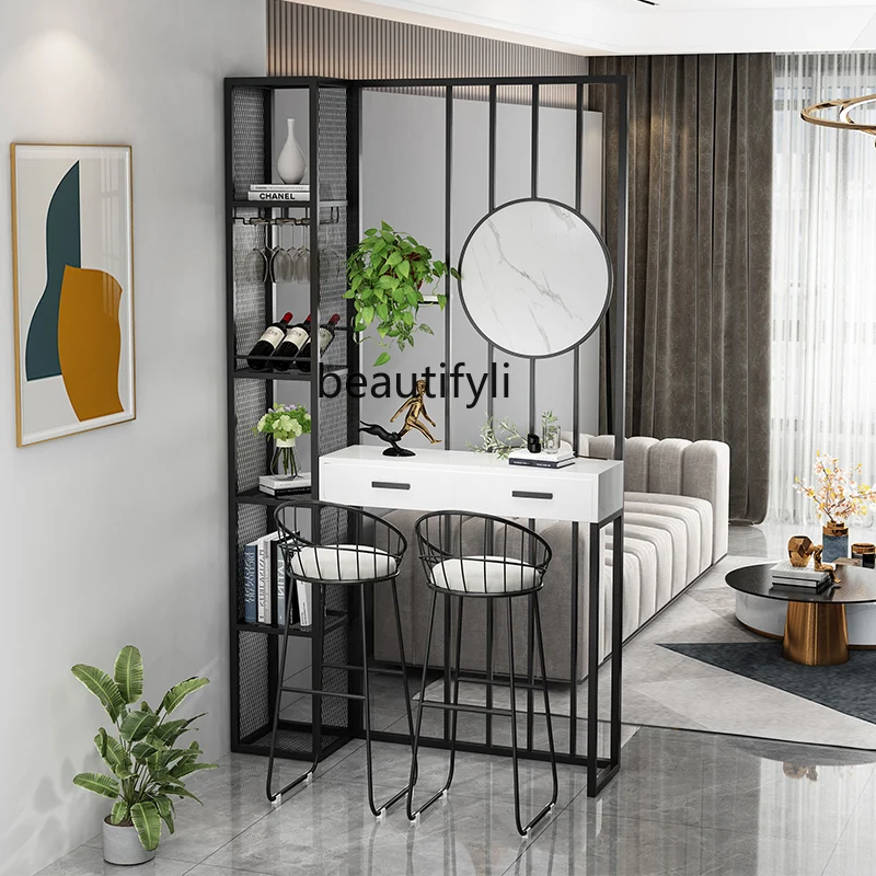 

Light luxury home screen partition, simple home use, no punching, living room entrance with drawer rack