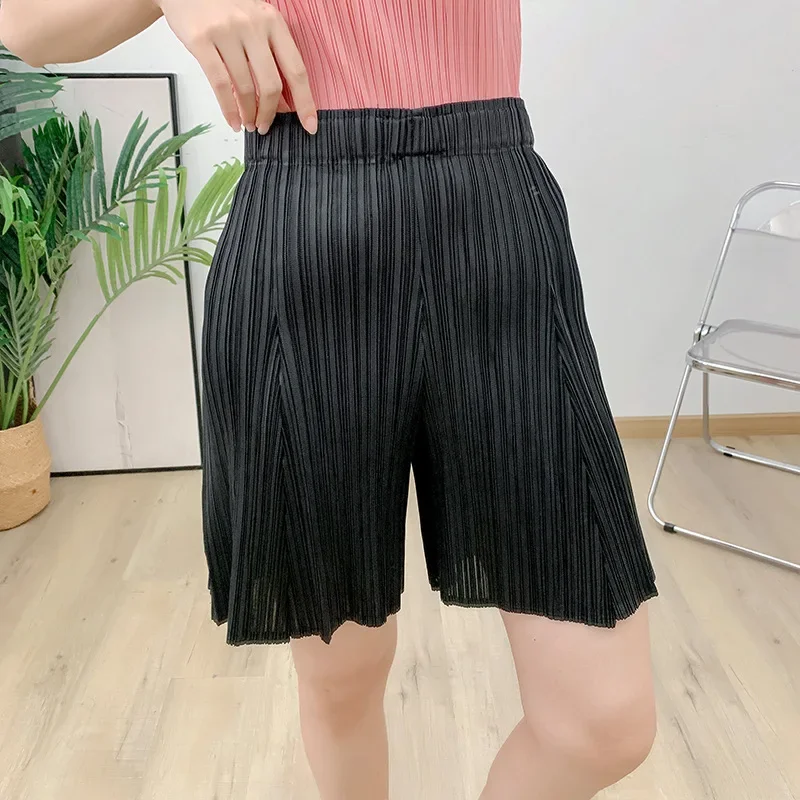 Pleats2024 Pleated Pants Casual Loose Loose Hundred Foreign Style Ageing Pants Summer Female High-waisted Thin A-line Shorts