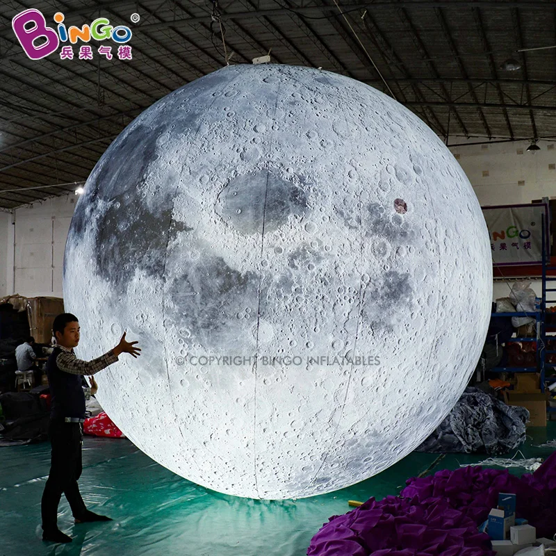 Bola inflável da lua com luz, tamanho personalizado, 1-6 m de diâmetro, planeta airblown, balão do sistema solar, brinquedo para decoração