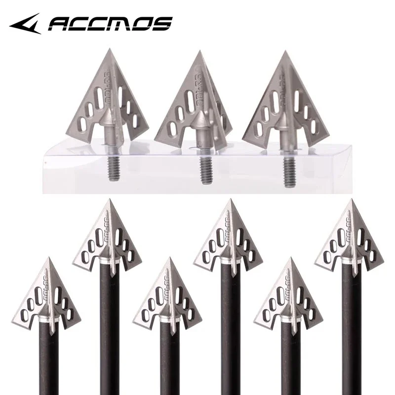 Broadhead Arrowheads for Crossbow Hunting, Blade Tips with Screw-in for Bow Hunting, Archery Accessories, 100Gr, 3 Blades, 6PC