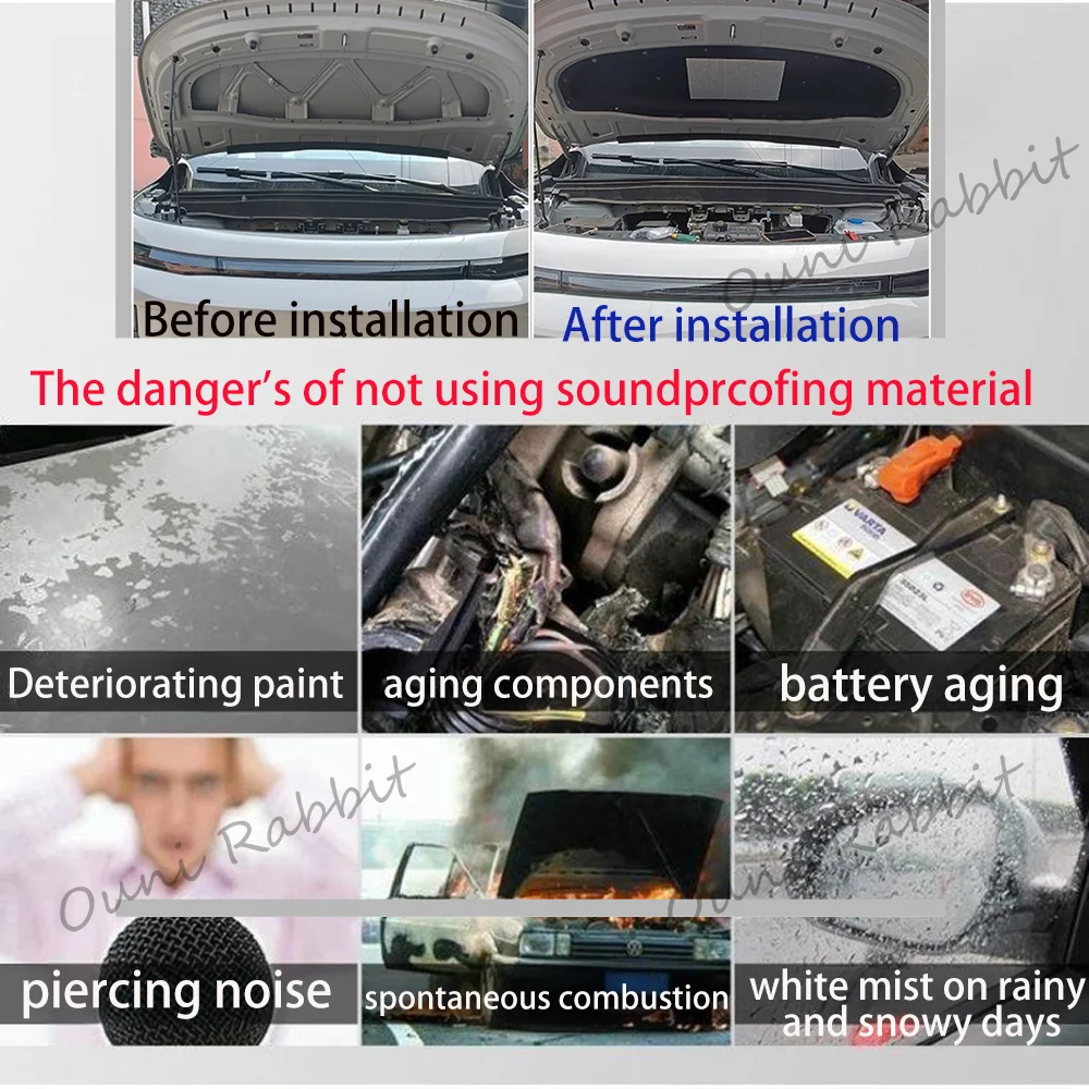 For Mitsubishi Outlander CW ZG ZH MK2 2007~2012 2008 Car Hood Thermal lining Engine Soundproof Cotton Insulat Mat Accessories view 6