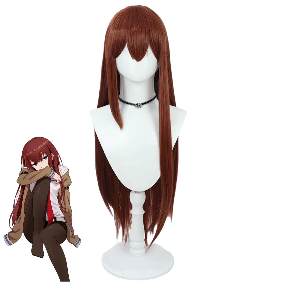Game Steins Gate Makise Kurisu Christina Cosplay Kostuum Kapmantel Shirt Shorts Trainingspak Pruik Vrouw Carnaval Halloween Pak