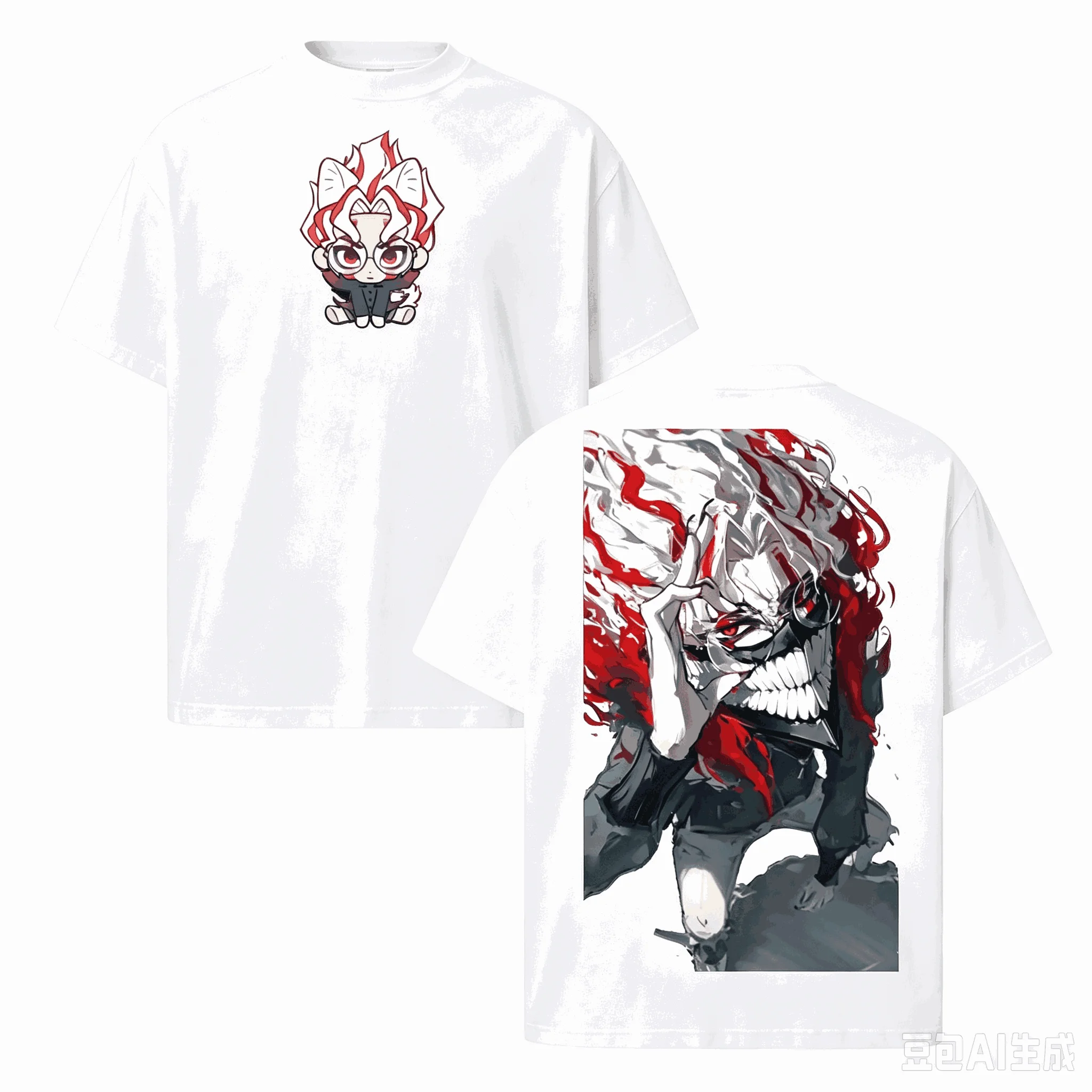 Summer Hot Sale Anime Dandadan Okarun Q Version Front & Berserk Form Back Print T-Shirt Y2K Men Women Harajuku Trendy T-shirt