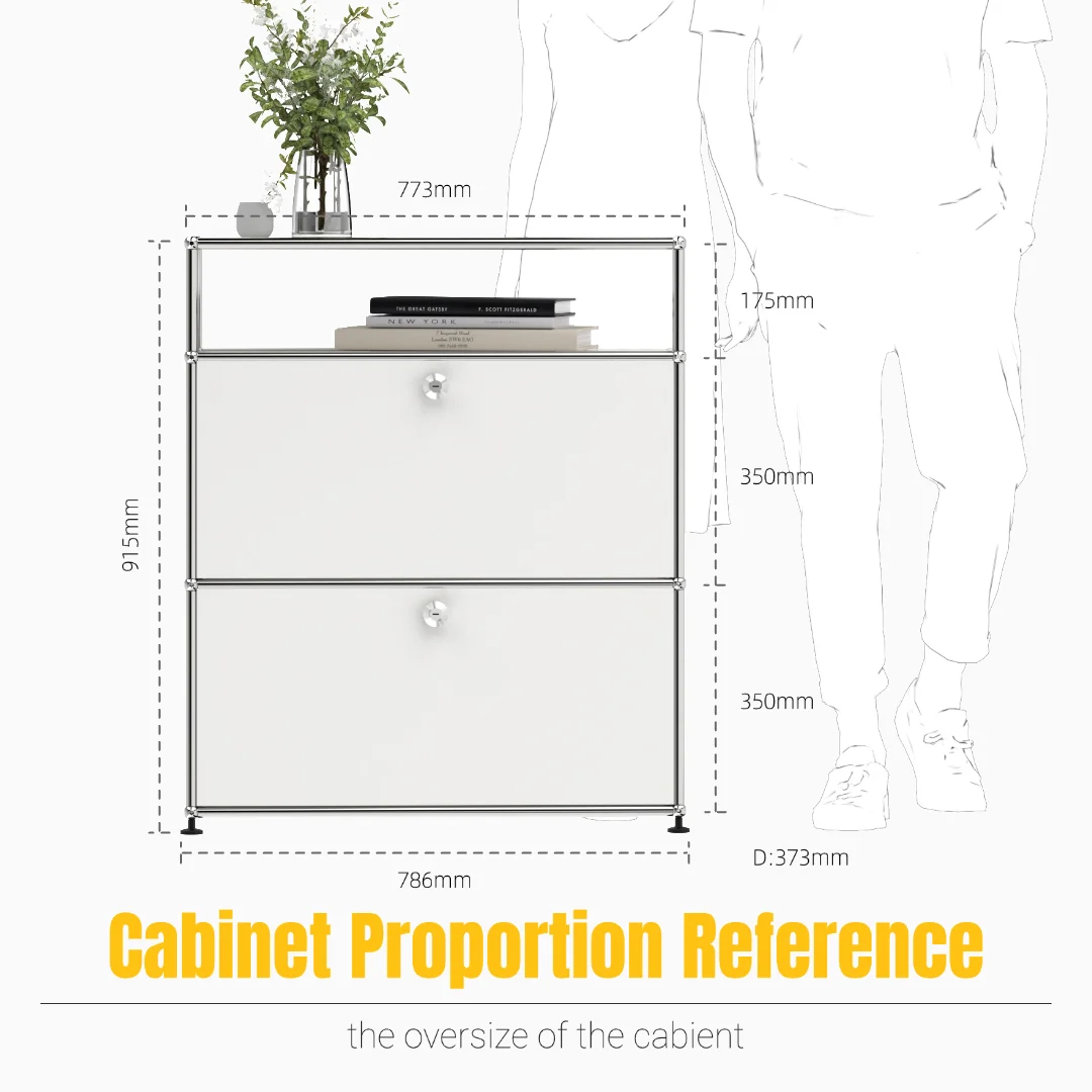 Modern Modular Metal Sideboard Cabinet｜2-Unit Flip Door Storage Console｜Minimalist Entryway or Living Room Shelf