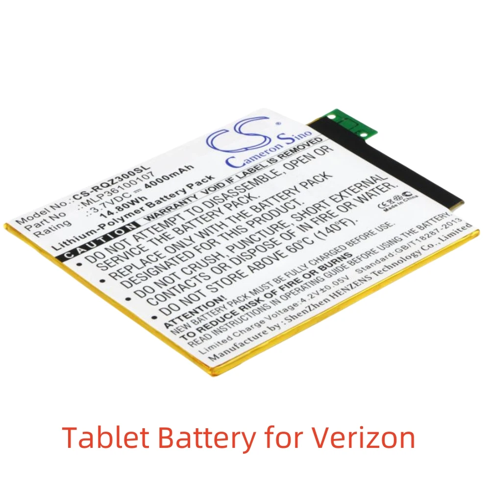 Batería de tableta de polímero de litio para Verizon, 3,7 V, 4000 mAh, QTAQZ3 Ellipsis Kids Ellipsis Kids LTE QTAQZ3KID, MLP 36100107   SQU-1408