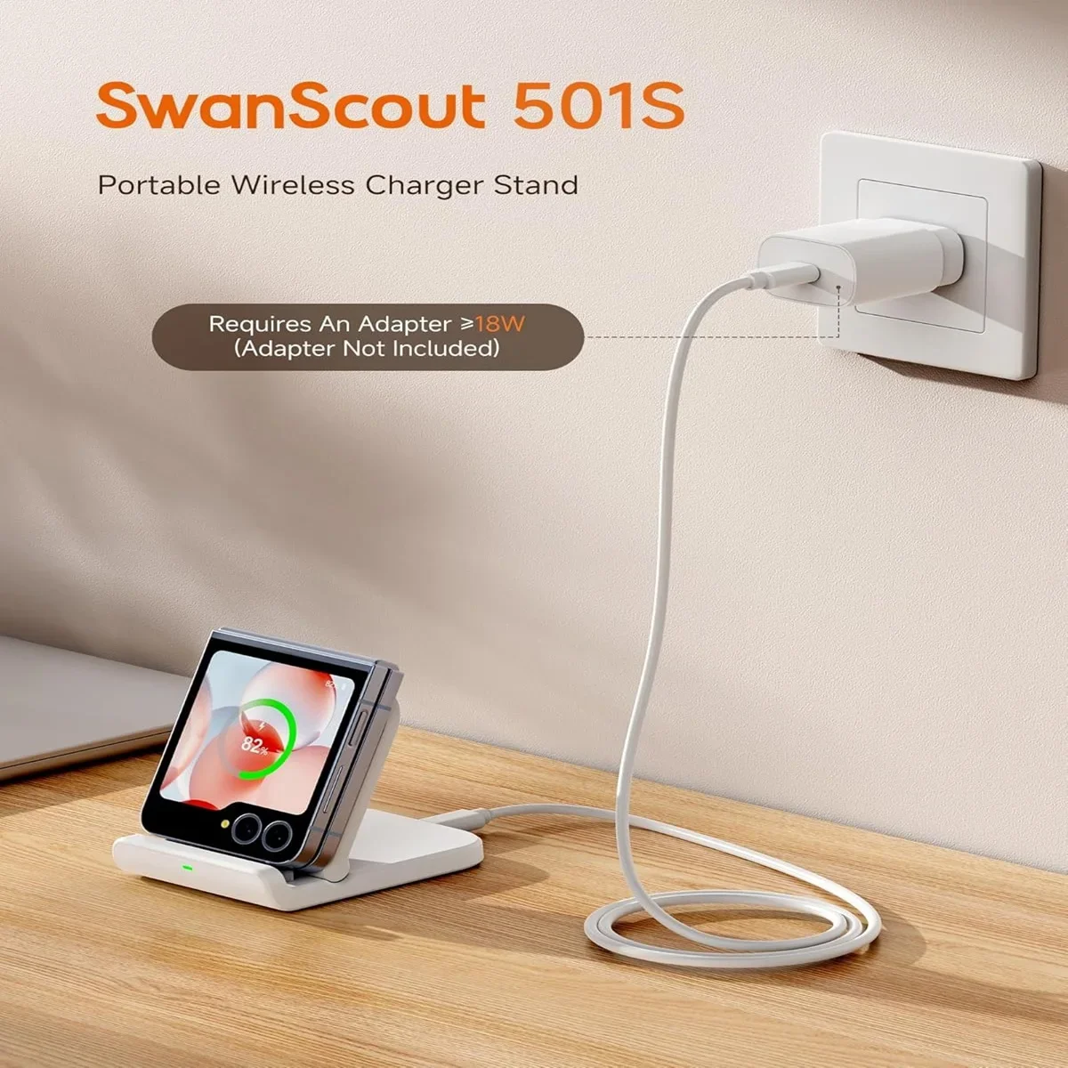 SwanScout 501S Wireless Charger for Samsung Z Flip 7 6 Foldable Fast Charging Stand for Galaxy S25 for Moto Razr 50 40 60 Ultra - náhled 2