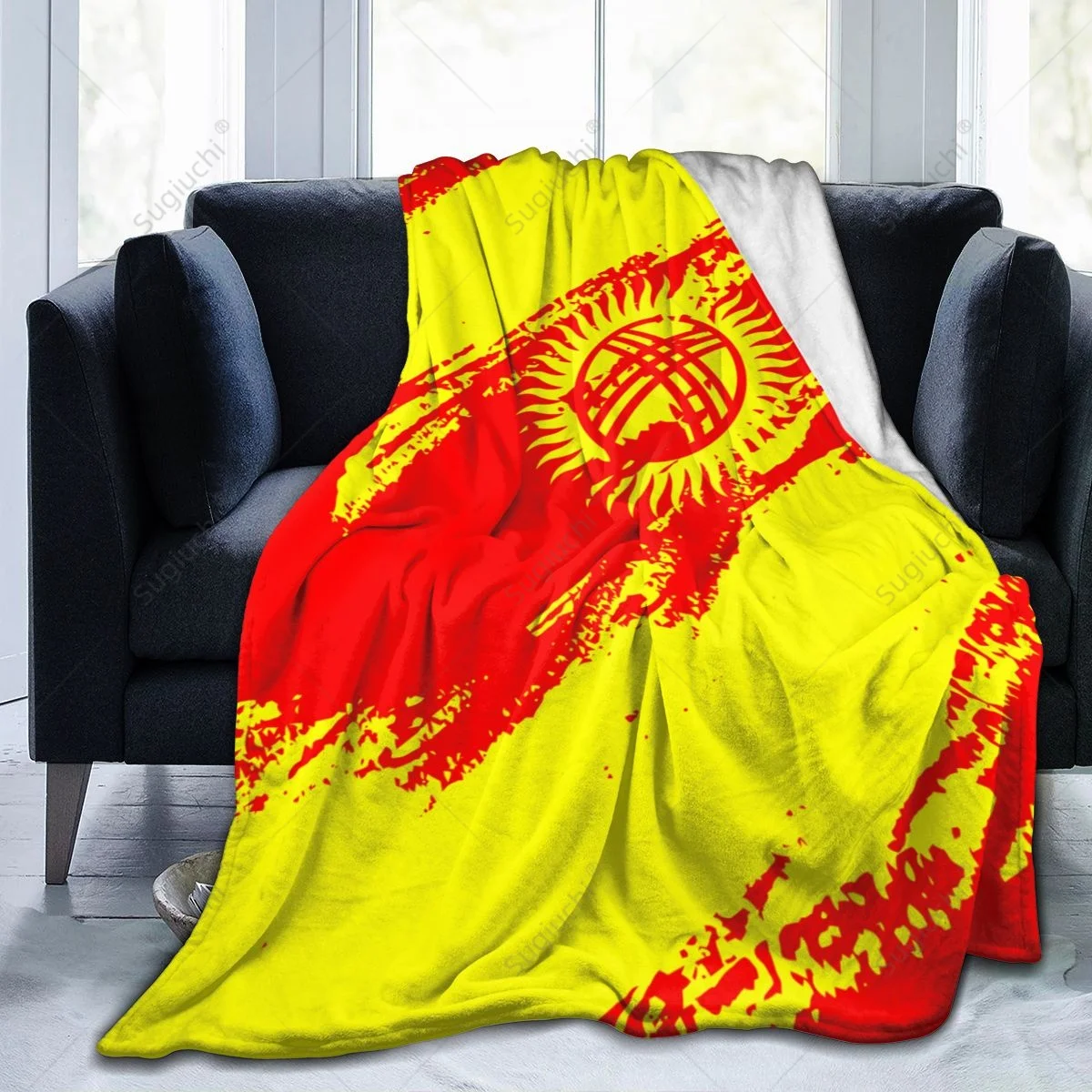 Blanket Kyrgyzstan Flag Color Flannel Multifunction Camping Sofa Cover Keep Warm
