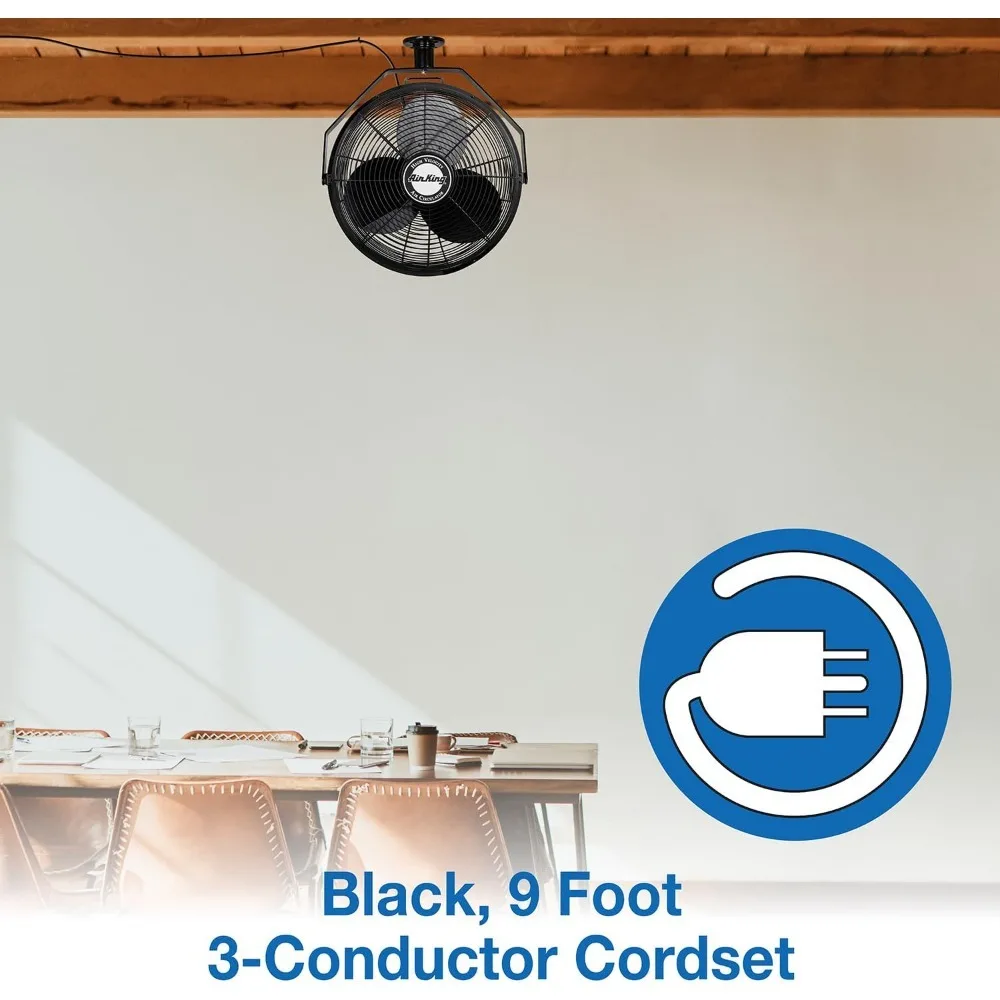 جودة عالية - مروحة تثبيت على السقف من الدرجة الصناعية مقاس 9718 مقاس 18 بوصة، مطورة بالكامل باللون الأسود #6