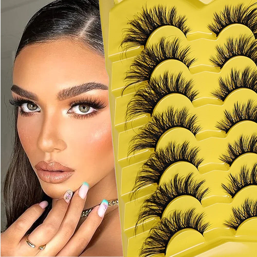 7 pares de cílios olho de gato 3d cílios postiços naturais fofos macios cruzados mangá cílios finos maquiagem de cílios naturais