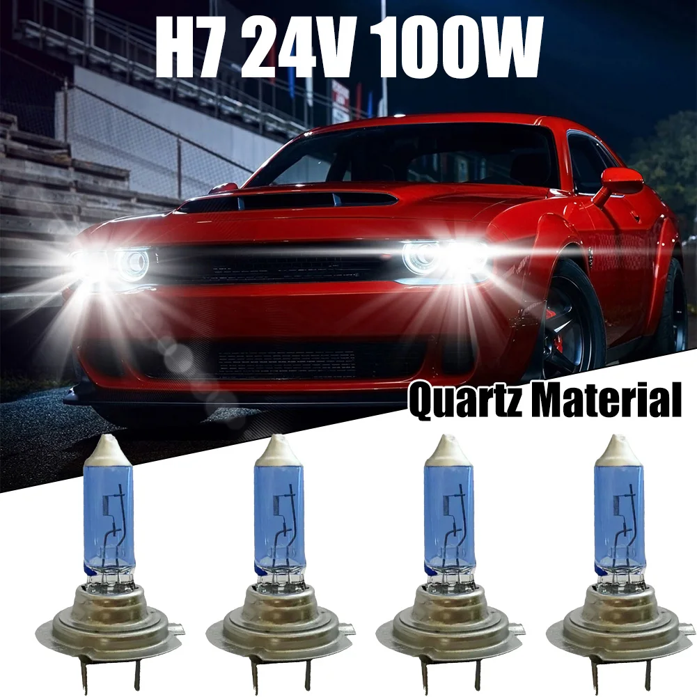 Quartz Material Headlight Bulbs 24V 4pcs H7 Headlight Bulbs Provide Greater Visibility For Cars With H7 Bulbs Fitted