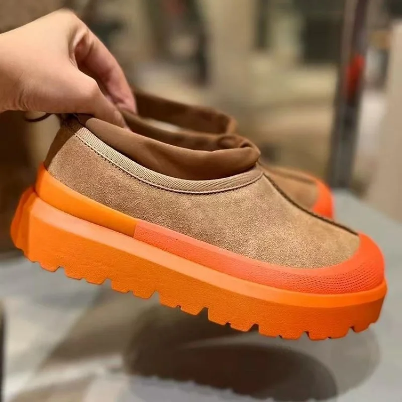 

Real wool new snow boots for couples, fur integrated anti slip short tube cotton shoes for men and women