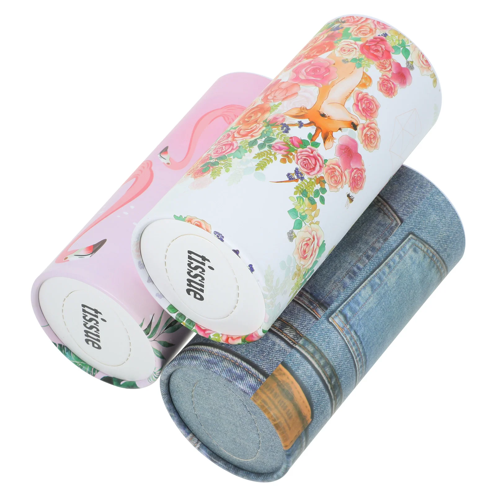 3 Pcs Cylinder Pumping Paper Car Tissues Portable Facial Convenient Daily Accessory Supply Adorable Face