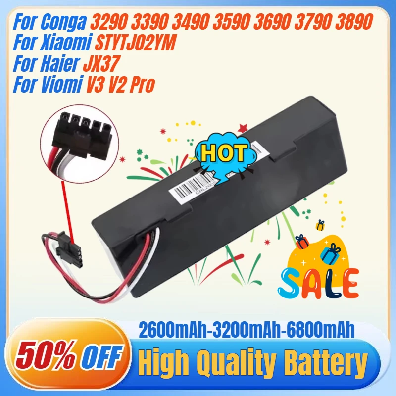 

Rechargeable Battery for Conga 3290 3390 3490 3890 3590 3690 3790 Sweeping Mopping Robot 14.4V for STYTJ02YM JX37 Vacuum Cleaner