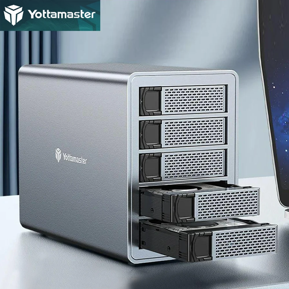 Yottamaster 5Bay HDD/SSD Enclosure Support USB3.1 (GEN2) Type-C 10Gbps Compatibility 2.5/3.5