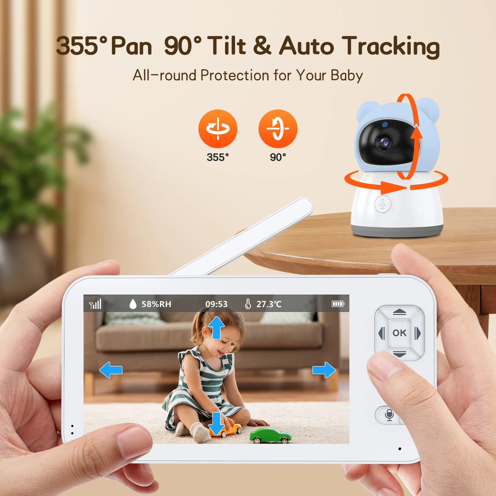 2K 3MP,Tuya Smart Baby Monitor,Câmara para telemóvel com zoom de 4x e ecrã de 5 polegadas,Rastreio automático,Artigos para recém-nascidos,Acessórios para bebés