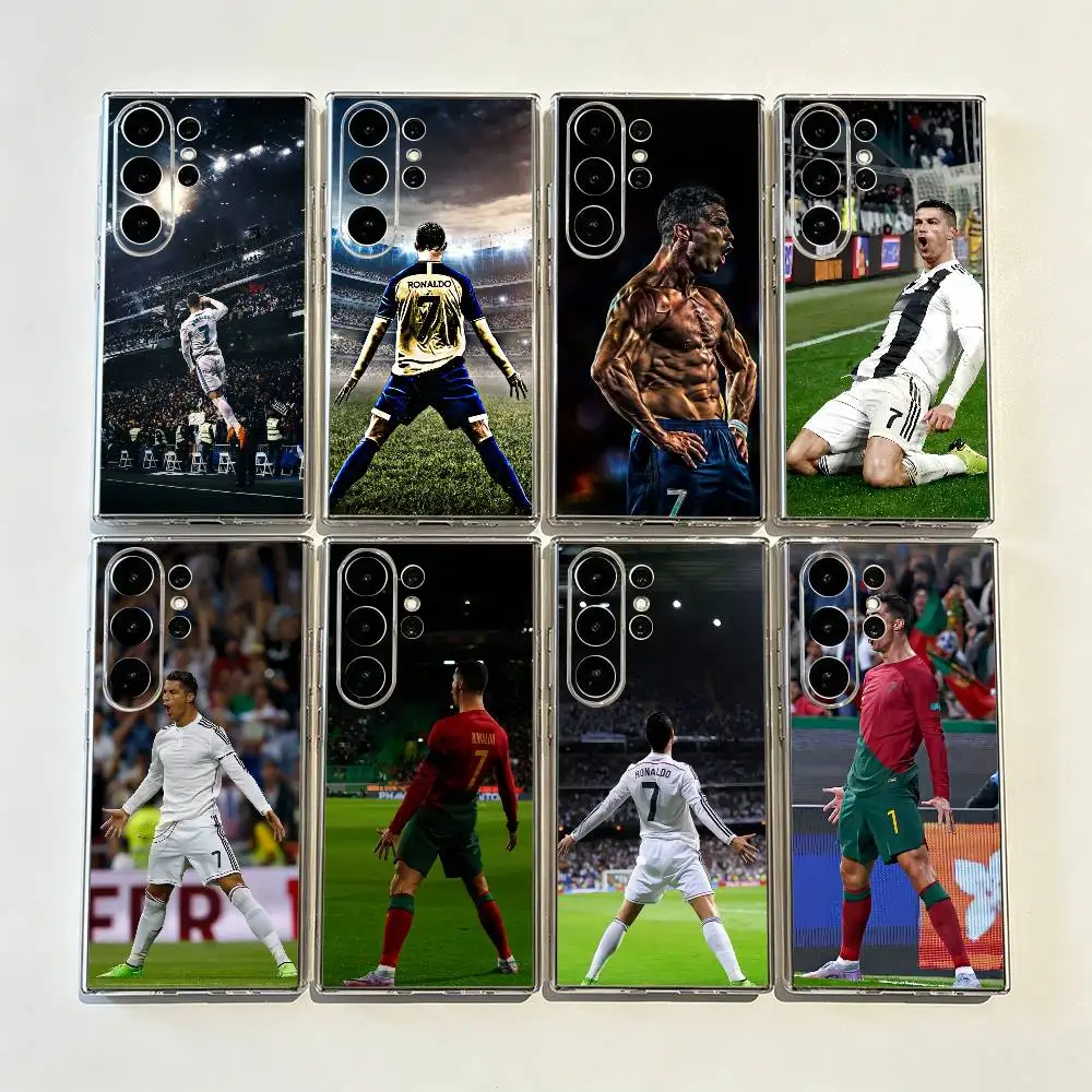Cristiano Ronaldo Siuuu Celebration Precise Hole Transparent Printed Phone Case for Samsung Galaxy S26/S25/24/23/22/30/21/10/9,U
