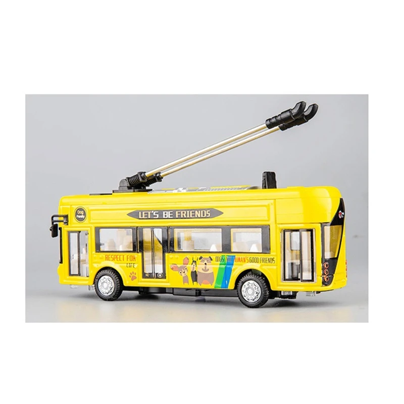 1:50 Kids Toys Alloy Bus Model London Single Decker Tram Bus Vehicles Car Toy With Light & Sound Collections