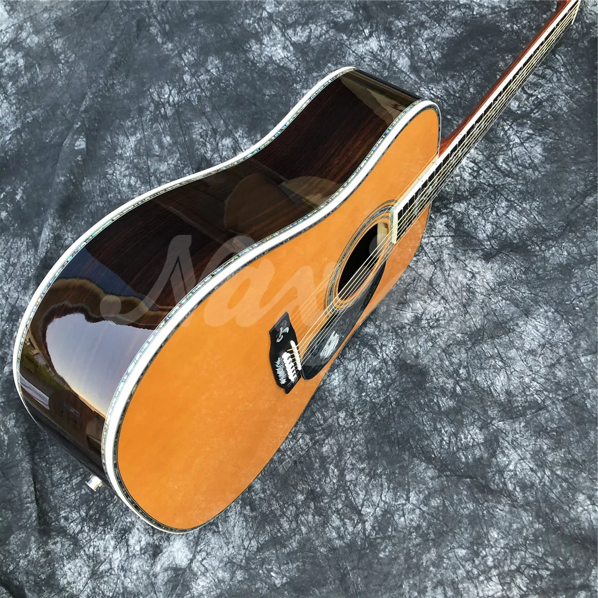 All Solid Wood D Type 100 Model Yellow Spruce Rosewood Acoustic Guitar Abalone Inlays Ebony Fingerboard Electric Guitarra