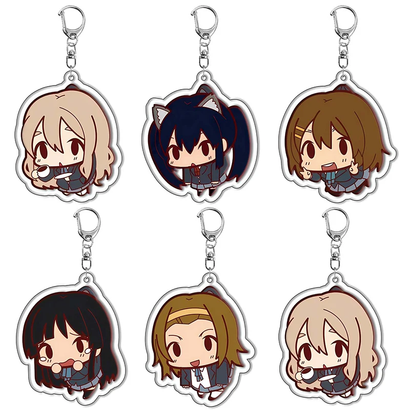 Anime  K-ON! Keychain Cartoon Figures Key Chain Hirasawa Yui Mio Tainaka Ritsu Kotobuki Tsumugi Nakano Azusa Keyring Bag Jewelry