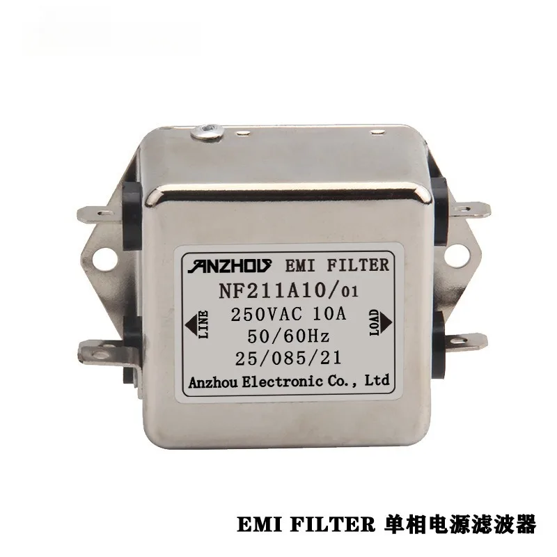 NF211A Single Phase EMI Filter for Home Appliances 6A/10A/20A, 115/250VAC Reduces Electrical Noise in Washers, Air Conditioners