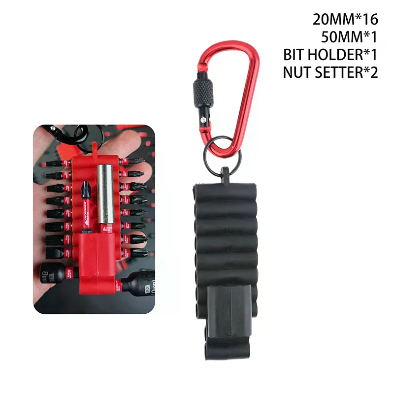 Hot！Portable Rubber Screwdriver Bit Holder With Carabiner Keychain Bits Holder Multi Cross Driver Bit Organizer Sleeve Holder