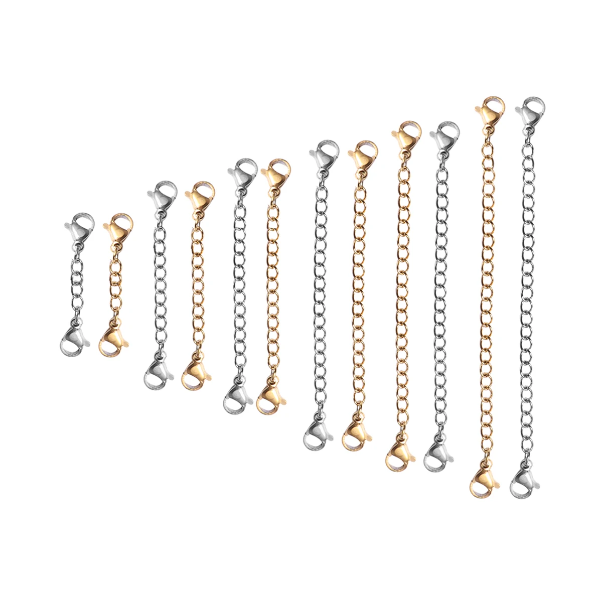 

12pcs Stainless Steel Lobster Clasp Extender Chains Diy Jewelry Making Bracelet Necklace Extension Durable Secure Easy Connect